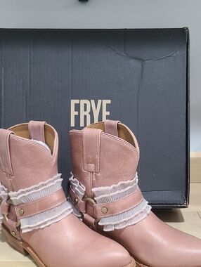 FRYE Women's Billy Harness Ruffle Boot in Woodrose - NWB